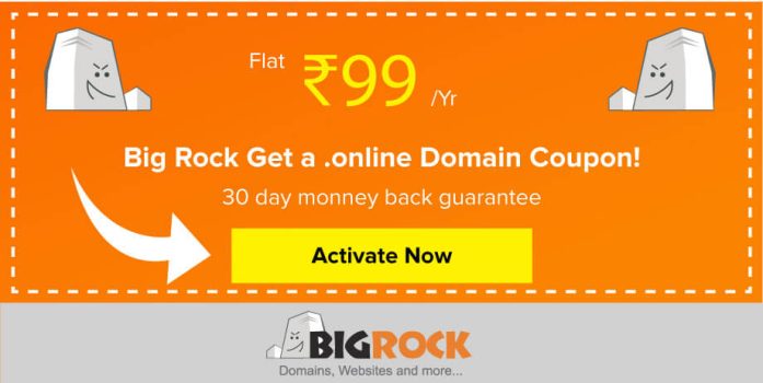 Bigrock .online Domain Coupon @₹99 For 1st Year [[wpsm_custom_meta type=date field=month][wpsm_custom_meta type=date field=year]]