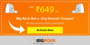 Bigrock .Org Domain Coupon @₹649 For 1st Year [January2026]